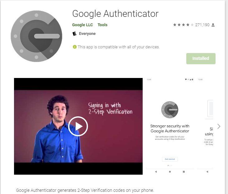 Google Authenticator Android phone app